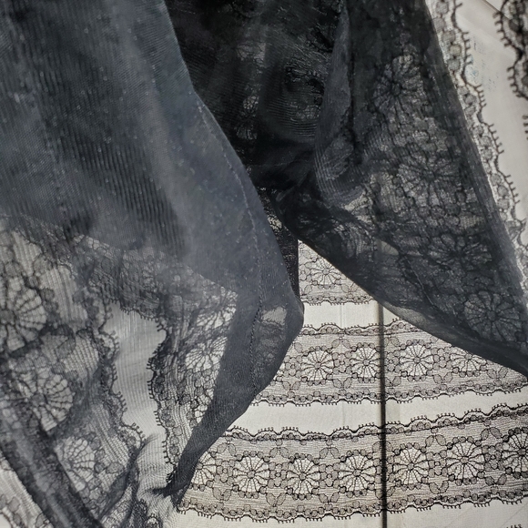 Vintage 50s 60s Van Raalte Half Slip Skirt Sheer Mesh Floral Lace Black XS Small - Picture 3 of 9